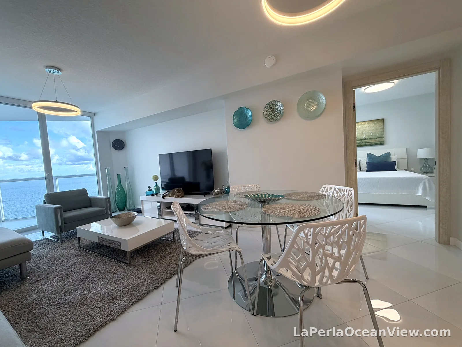 Living and dining room facing the ocean